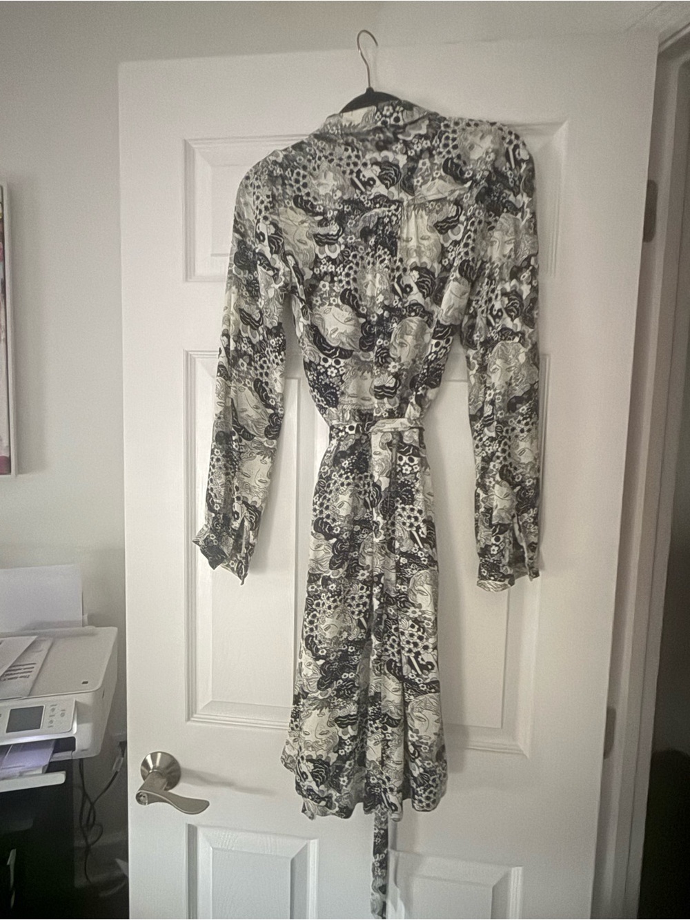 Anthropologie Black & White Long-Sleeve Printed Shirt Dress